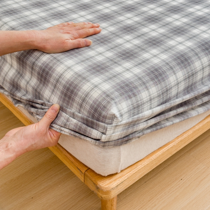 91家纺网 家纺一手货源 找家纺 2025新款简约款色织水洗棉单品床笠 可可灰