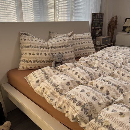 91家纺网 家纺一手货源 找家纺 （总）奈颜 2025新款云感双层纱爆款裸睡四件套-实拍图 提供买家秀