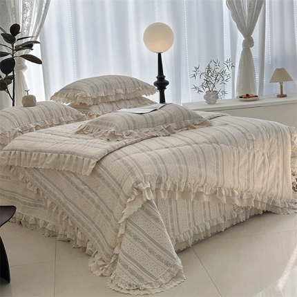 91家纺网 家纺一手货源 找家纺 （总）佰织鑫家居 2025春夏款全棉春秋被砂洗床盖款四件套安娜系列