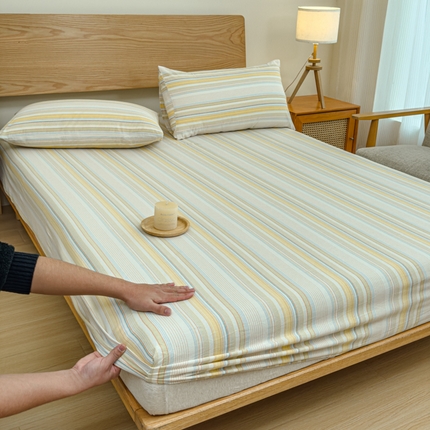 2025新款简约款色织水洗棉单品床笠 沐妍黄