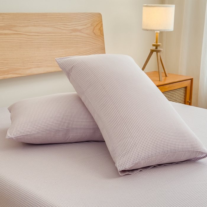 91家纺网 家纺一手货源 找家纺 2025新款简约款色织水洗棉单品床单 糖果紫