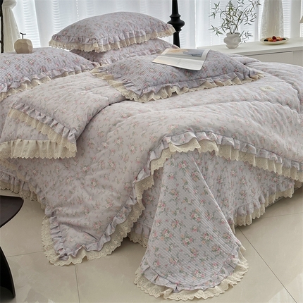 91家纺网 家纺一手货源 找家纺 （总）佰织鑫家居 2025春夏款全棉春秋被砂洗床盖款四件套安娜系列