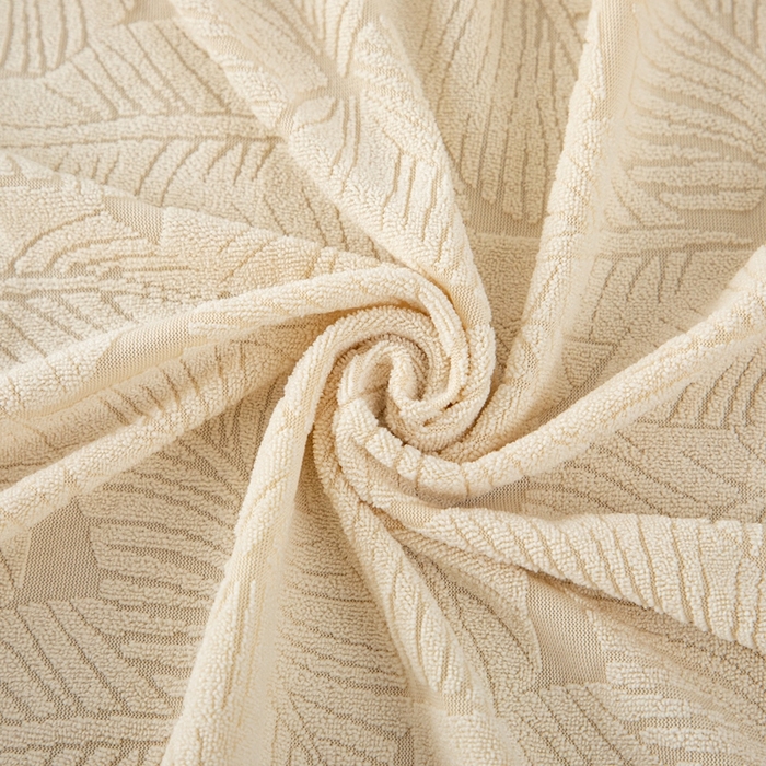 91家纺网 家纺一手货源 找家纺 沐沐家纺 2026新款小树叶扶手巾 米白