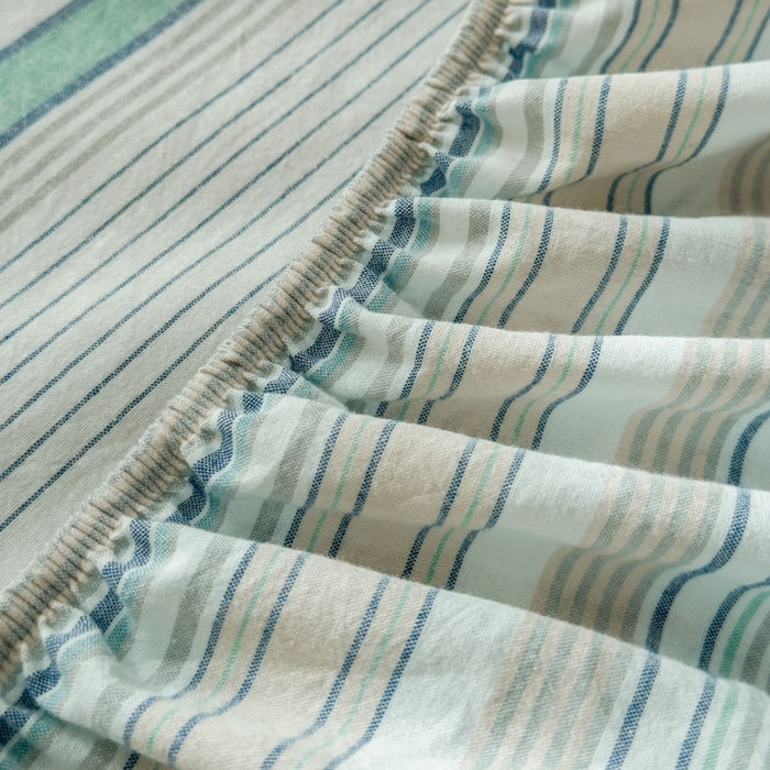 91家纺网 家纺一手货源 找家纺 2025新款简约款色织水洗棉单品床笠 沐妍绿