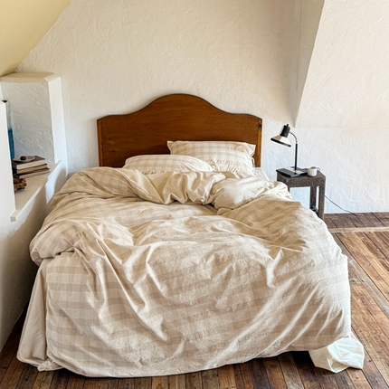 例外Home 2024新款A类 色织亚麻提花水洗棉四件套-亚麻不染--系列 亚麻不染棋盘格