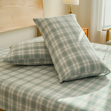 2025新款简约款色织水洗棉单品枕套 可可绿