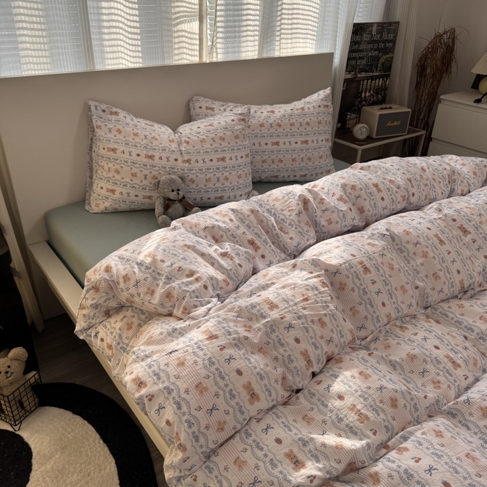 91家纺网 家纺一手货源 找家纺 奈颜 2025新款云感双层纱爆款裸睡四件套-实拍图 提供买家秀 法式庄园