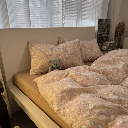 91家纺网 家纺一手货源 找家纺 （总）奈颜 2025新款云感双层纱爆款裸睡四件套-实拍图 提供买家秀