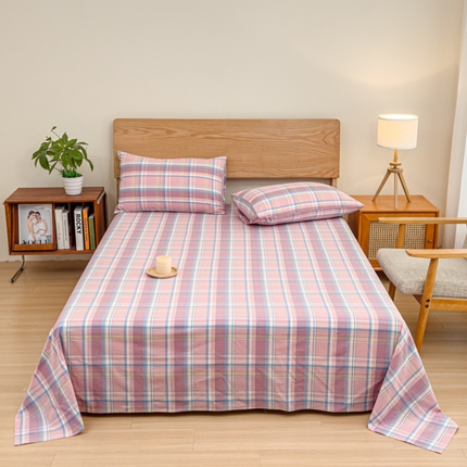 2025新款简约款色织水洗棉单品床单 昭华粉