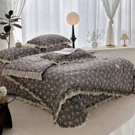 91家纺网 家纺一手货源 找家纺 （总）佰织鑫家居 2025春夏款全棉春秋被砂洗床盖款四件套安娜系列