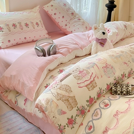 91家纺网 家纺一手货源 找家纺 （总）雨帆家纺 2025新款水洗棉印花四件套