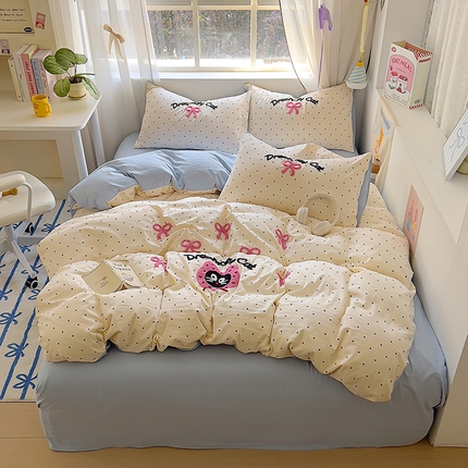 91家纺网 家纺一手货源 找家纺 （总）韩秀家纺 2025【提供买家秀】加厚110g超柔纯色被套印花云朵棉ins毛巾绣被套花水洗棉被套刺绣花被套