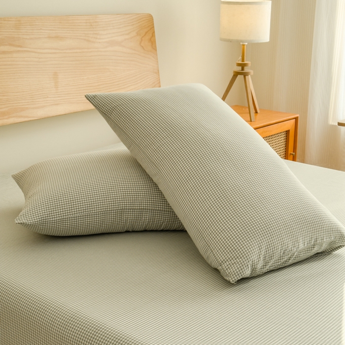 91家纺网 家纺一手货源 找家纺 2025新款简约款色织水洗棉单品床单 糖果绿