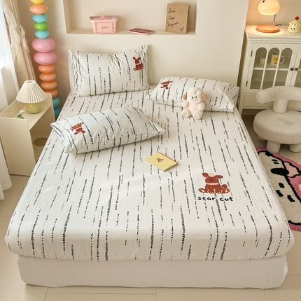 91家纺网 家纺一手货源 找家纺 （总）卧趣家纺 2025新款全棉烫画老粗布单品系列-床笠