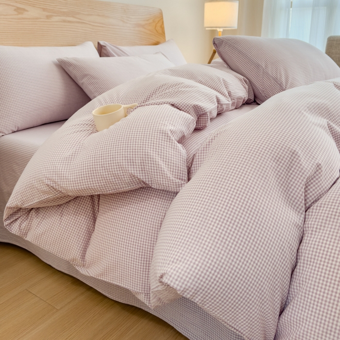 91家纺网 家纺一手货源 找家纺 2025新款简约款色织水洗棉单品被套 糖果紫