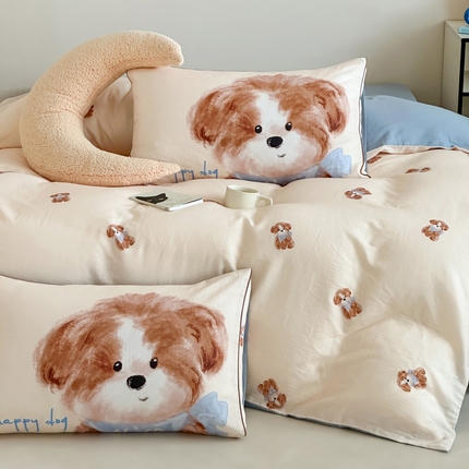 91家纺网 家纺一手货源 找家纺 （总）卡巴伦家纺 2025新款ins韩风A类双层纱数码印花四件套【全网控价(折后券后)不低于标准278/加大298/小号238元】