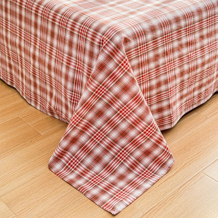 91家纺网 家纺一手货源 找家纺 2025新款简约款色织水洗棉单品床单 可可粉