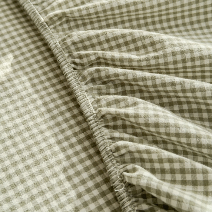 91家纺网 家纺一手货源 找家纺 2025新款简约款色织水洗棉单品床笠 糖果绿