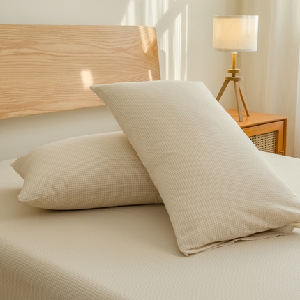 2025新款简约款色织水洗棉单品枕套 糖果卡其