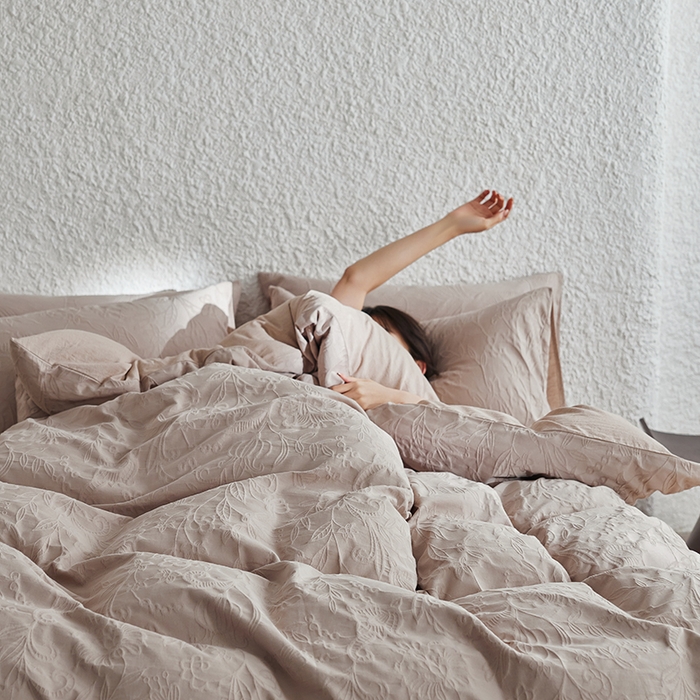 91家纺网 家纺一手货源 找家纺 2025春夏新品染色水洗大提花四件套 染黛-卡其