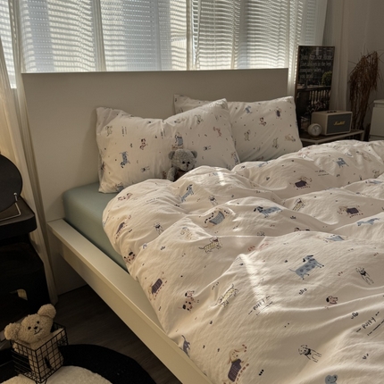 奈颜 2025新款云感双层纱爆款裸睡四件套-实拍图 提供买家秀 狗狗派对