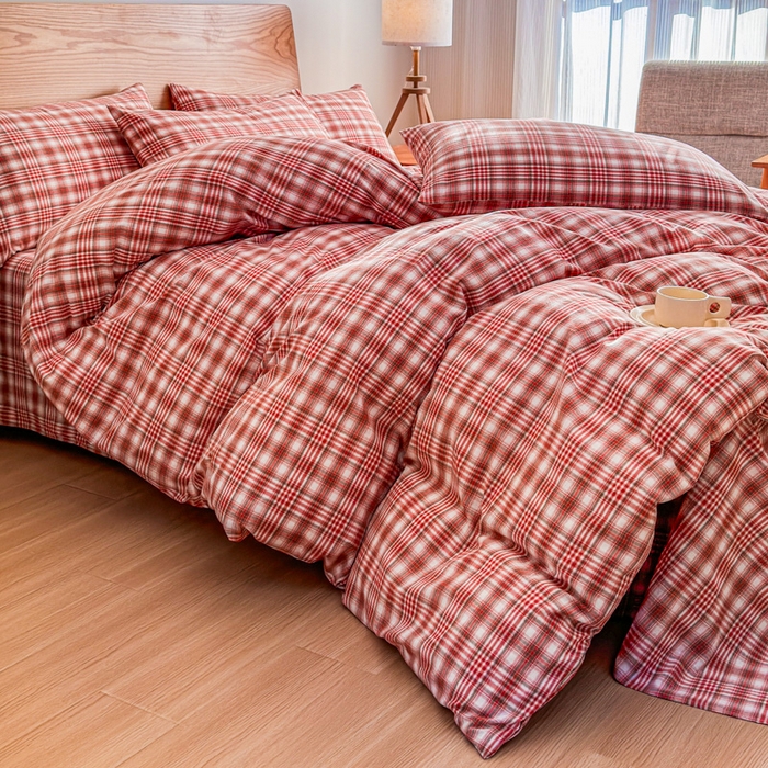 91家纺网 家纺一手货源 找家纺 （总）2025新款简约款色织水洗棉四件套