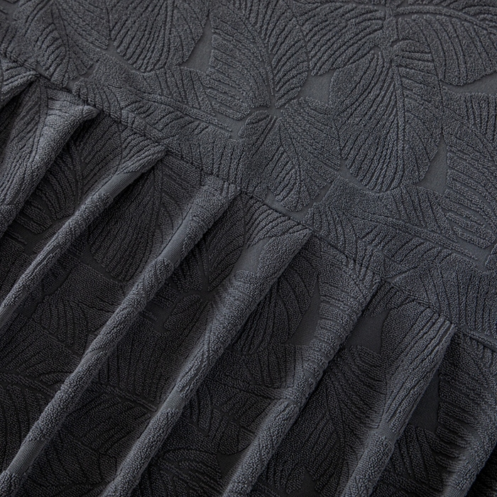 91家纺网 家纺一手货源 找家纺 沐沐家纺 2026新款小树叶扶手巾 深灰