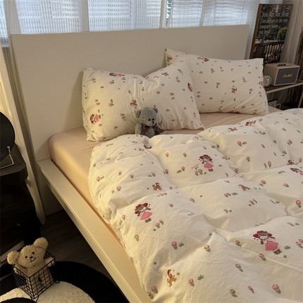 奈颜 2025新款云感双层纱爆款裸睡四件套-实拍图 提供买家秀 小红帽