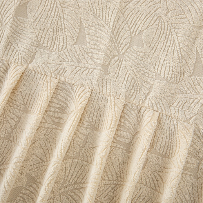 91家纺网 家纺一手货源 找家纺 沐沐家纺 2026新款小树叶扶手巾 米白