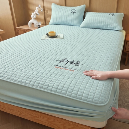 居眠 2025新款A类新疆棉花刺绣床笠 棉花绿