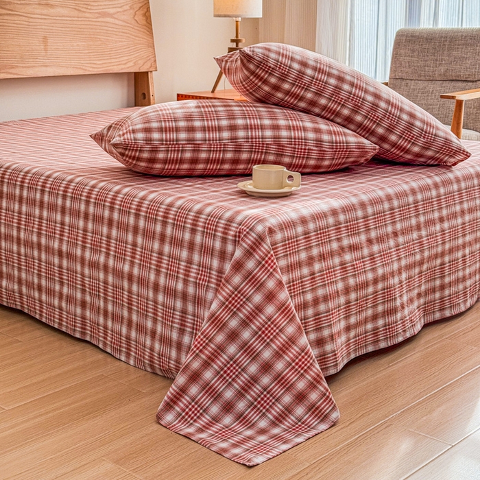 91家纺网 家纺一手货源 找家纺 2025新款简约款色织水洗棉单品枕套 可可粉