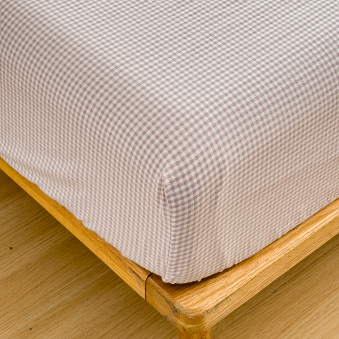 91家纺网 家纺一手货源 找家纺 2025新款简约款色织水洗棉单品床笠 糖果紫