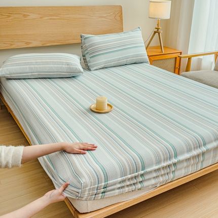 2025新款简约款色织水洗棉单品床笠 沐妍绿