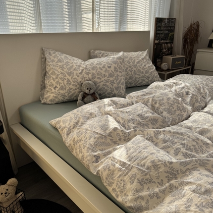 奈颜 2025新款云感双层纱爆款裸睡四件套-实拍图 提供买家秀 蓝宣