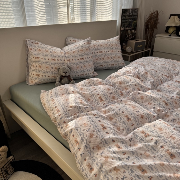 91家纺网 家纺一手货源 找家纺 奈颜 2025新款云感双层纱爆款裸睡四件套-实拍图 提供买家秀 法式庄园