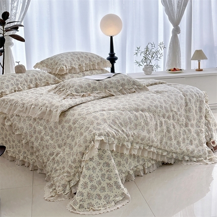 91家纺网 家纺一手货源 找家纺 佰织鑫家居 2025春夏款全棉春秋被砂洗床盖款四件套安娜系列 诺言