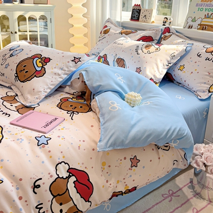 91家纺网 家纺一手货源 找家纺 （总）花伞家居 2025新款直播网销斜纹加厚磨毛印花植物羊绒四件套