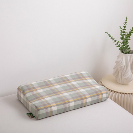 91家纺网 家纺一手货源 找家纺 2025新款全棉色织水洗零压记忆棉枕芯单人学生枕头 绿大格