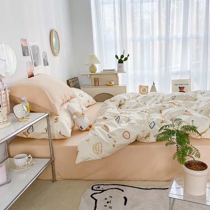 91家纺网 家纺一手货源 找家纺 尺素 2025新款ins风博主系列全棉四件套 童心未泯