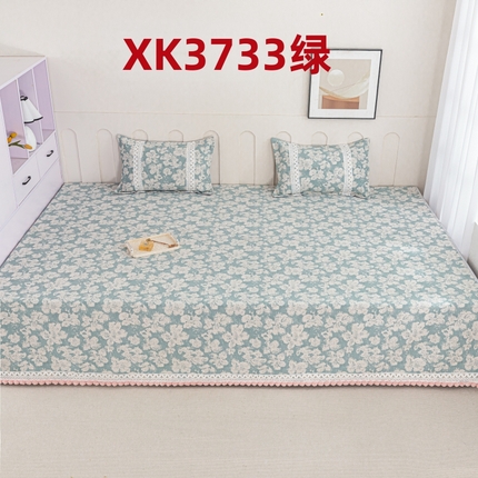 2025新款高密雪尼尔复合炕盖榻榻米炕垫-XK3733 XK3733绿