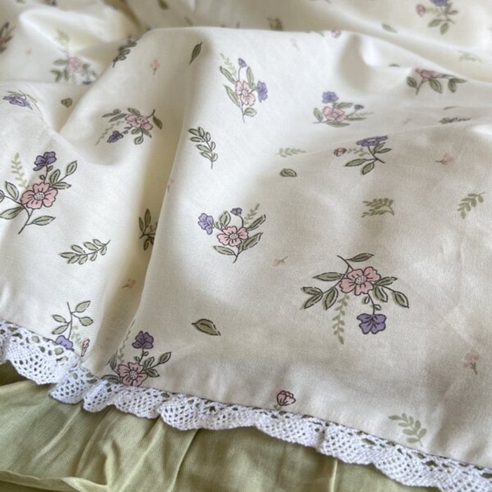 91家纺网 家纺一手货源 找家纺 棉生活家纺 2025新款全棉小清新花边款蕾丝四件套 熙悦