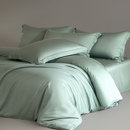 618家纺 2025新款50S100支全棉四件套 奶油绿