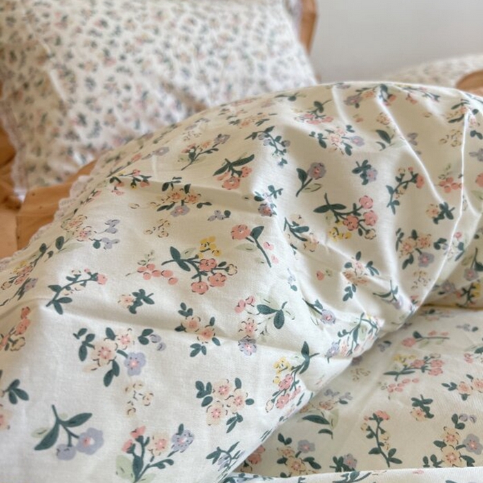 91家纺网 家纺一手货源 找家纺 棉生活家纺 2025新款全棉小清新花边款蕾丝四件套 田园生活