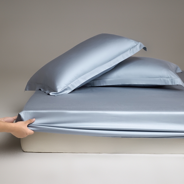 91家纺网 家纺一手货源 找家纺 618家纺 2025新款50S100支全棉单品系列-单床笠 灰蓝