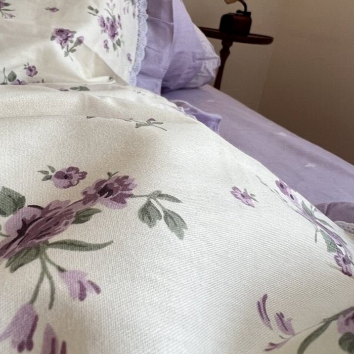 91家纺网 家纺一手货源 找家纺 棉生活家纺 2025新款全棉小清新花边款蕾丝四件套 洛潇