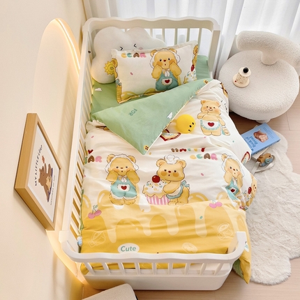 91家纺网 家纺一手货源 找家纺 （总）芭伯妮 2025新款全棉AB版幼儿园三件套宝宝午睡被子六件套儿童被套多件套