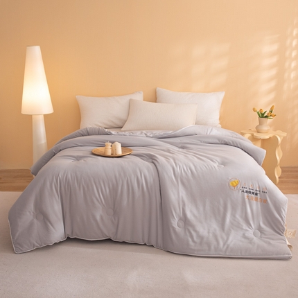 （买家秀爆款不断货）A类母婴级无染针织双拼纯色大豆被子春秋冬被大豆纤维被子被芯大豆被大豆提花被 格林-纳多灰