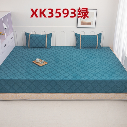 2025新款高密雪尼尔复合炕盖榻榻米炕垫-XK3732-XK3598-XK3593-XK3595 XK3593绿