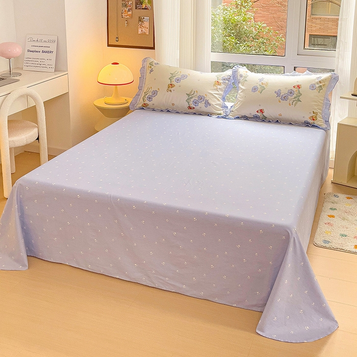 91家纺网 家纺一手货源 找家纺 棉生活家纺 2025新款全棉小清新花边款蕾丝四件套 丽丝兔