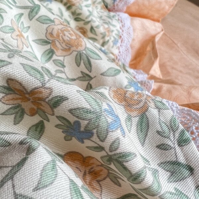 91家纺网 家纺一手货源 找家纺 棉生活家纺 2025新款全棉小清新花边款蕾丝四件套 花晓